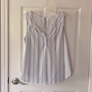 Blue and white sleeveless blouse - size M